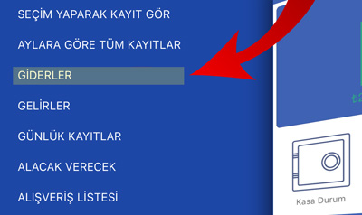 Hesabım Cebimde Giderler Penceresi Açma